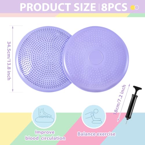 Image of Amylove 8 Pcs Wiggle Seat Inflated Wobble Cushion for Sensory Kid 13 Inch Balance Disc Kids Flexible Seating Exercise Sensory Pad Chair Cushion for Classroom Office School(Elegant)