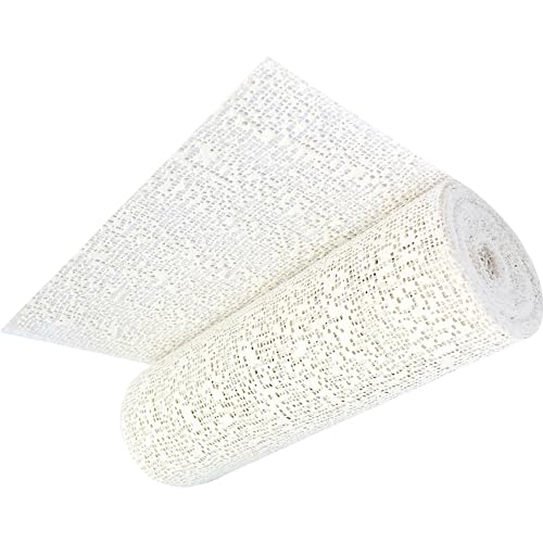 Gasa de tela de yeso de 3.9 in x 11.5 ft para manualidades, decoración de escenario, para decoración de vientre, tiras de vendajes de yeso, cinta de material fundido blanco, ajuste extra rápido (2 rollos)