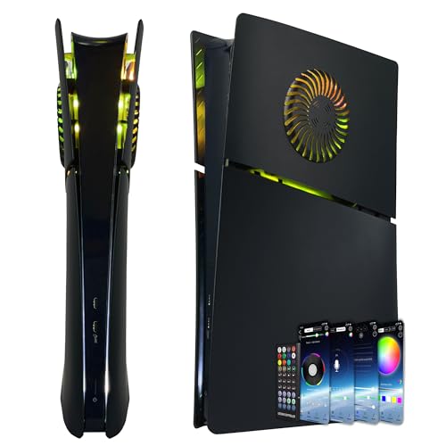DOBEWINGDELOU 400+ - Juego de placas de cubierta para PS5 Slim Digital Edition con tira de luz RGB y filtro de polvo con rejilla de refrigeración DOBEWINGDELOU 400 + efectos LED