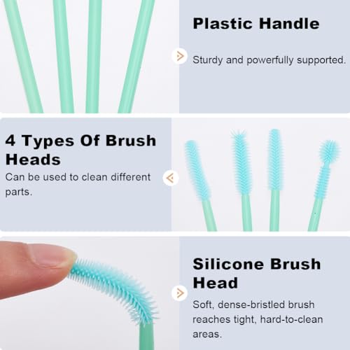 Image of GORGECRAFT 32Pcs 4 Styles Sewing Machine Cleaning Brushes Bulk Green Synthetic Rubber Soft Every Cranny Reusable Dense Bristles Cleaner Brush for Sewing Machines Internal Corner Spool Area