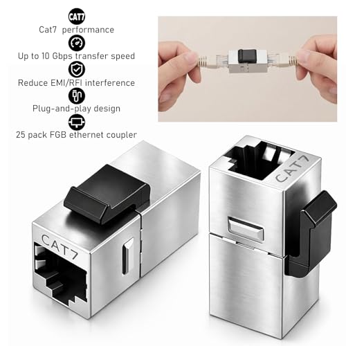 2 Pack Acoplador Keystone CAT7 RJ45 Plata miniatura 7