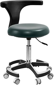 Dentist Doctor Chair Swivel 36cm Diameter Adjustable Height PU Leather Chair Tattoo Parler and Beauty Salon Ink Green