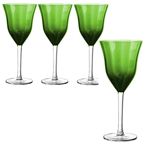 Qualia Glass Meridian Flute/Champagne, Clear/Green, 4 Piece #TOP28