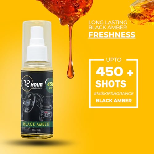Image of 72hour Black Amber Car Perfume 50ml - Long Lasting Premium Fragrance - Multipurpose Air Freshener for Car, Home & Office - Miski Fragrance