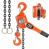 Hebelzug Manuell 2 Tonnen G80 Galvanisierter Stahl Doppel Haken 360 Grad Drehbar Ratschenzug fur Baustelle Garage Lager Schwerlast Hebezeug Profi Kettenzug(1.5t-3m)