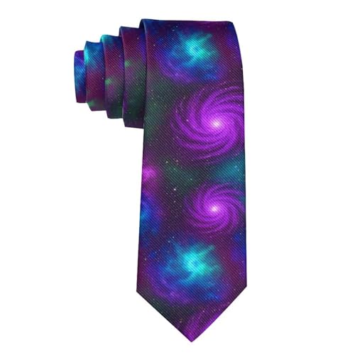 Supdreamc Mens Fashionable Green Purple Blue Clouds Galaxy Art Necktie - Easy to Tie Skinny Paisley Necktie for Wedding Holiday, Suit Outfit