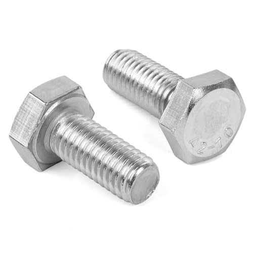 Image of 20 PCS M6 x 10mm Hex Head Screw Bolt, External Hex Drive Machine Screw Bolts, Fully Threaded, Stainless Steel 18-8, Plain Finish