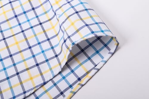 Image of SANGTREE Men & Boy Striped Multicolor Oxford Cotton Shirt,Comfortable Fit,Short Sleeve Collared Shirt