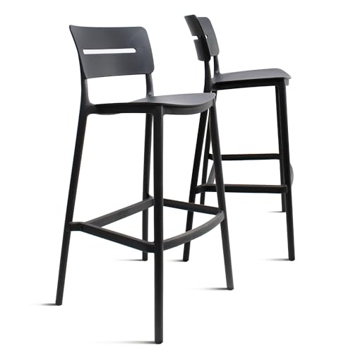 THE SECRET HOME─ Taburete de Polipropileno- Alto. 101 cm x Largo. 48 cm x Ancho. 48 cm ─ Estilo Nórdico ─Varios Modelos (Negro- Pack de 2ud)
