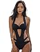 LATH.PIN Traje de baño de mujer entero negro bikini sexy playa cuello en V Push Up acolchado para playa verano vacaciones fiesta Negro XL
