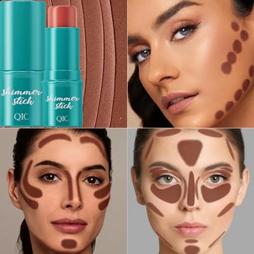 High-gloss & Bronze stick, Bronze stick with highlighter outline, Blush and Rouge Concealer for facial brightening, and permanent waterproof cosmetic for correcting nose shadow outline - Image 4