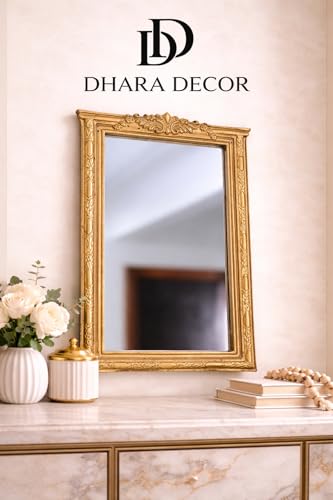 Image of Ornate Mirror Rectangular Baroque Style Decorative Carved Frame Antique Finish Home Decor