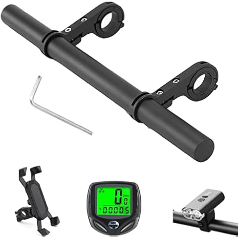 Bike Handlebar Extender,Bike Handlebar Extender with Double Mounting Clamp Bracket,For Bike Mounts,Extender Bars, Headlights,Light Lamp,Bicycle Accessories Cover