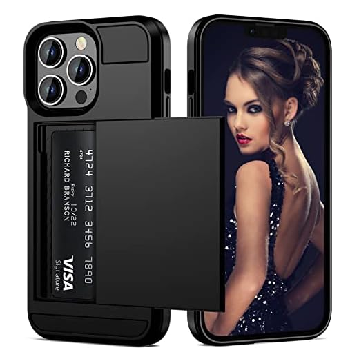 Vofolen for iPhone 13 Pro Case Wallet Credit Card Holder Slot Sliding Door Hidden Pocket Men Women Anti-Scratch Dual Layer Hybrid Bumper Armor Protective Hard Shell Back Cover for iPhone 13 Pro Black