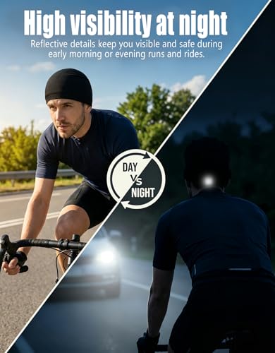 Image of Sweat Wicking Skull Caps Cooling Helmet Liner Hat Running Beanie Cycling Skullcap Sleeping Cap for Men Women