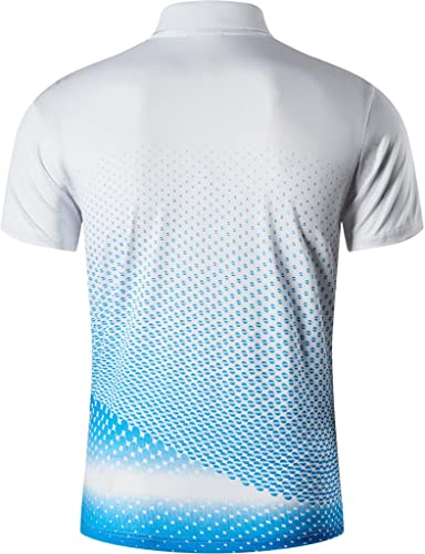 Jeansian Men's Sport Quick Dry Short Sleeves Polo T-Shirt Tops Lsl195 Whiteblue Xl #TOP2