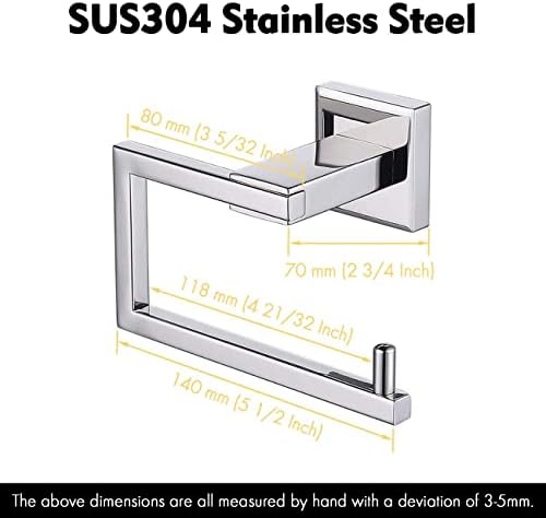KES Toilet Paper Roll Holder Bathroom Toilet Tissue Holder Dispenser Storage Rustproof SUS 304 Stainless Steel Modern Square Style Wall Mount Polished Steel, A2470