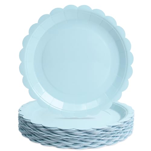 PARTY GO Lot de 50 assiettes en carton ondulé uni de 23 cm pour dîner et dessert - Parfaites pour les remises de diplômes, les vacances, les mariages, les...