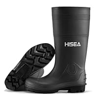 HISEA Men's Rain Boots PVC Rubber Boots with Steel Shank Waterproof Garden Fishing Outdoor Work Boots Durable Slip Resistant Mud Rainboots for Agriculture and Industrial Working, Size 10 Black