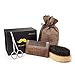 Produktbild Bartpflege Set - 3-Teilig, Sandelholz Bartkamm, 100% Wildschweinborsten Bürste, Nasenhaarschere - in Qualitativer Reisetasche und Geschenkbox