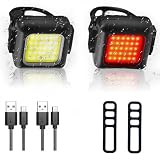 Bike Lights Set [3+3 Modes], Rechargeable Bicycle Light Set Ultra Bright, IPX5 Waterproof Bike Lights for Night Riding, Bike Headlight and Tail Light Reflectors