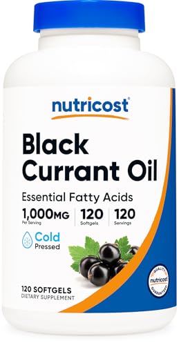 Nutricost Black Currant Oil (1000mg) 120 Softgels Cold Pressed GMO-Free