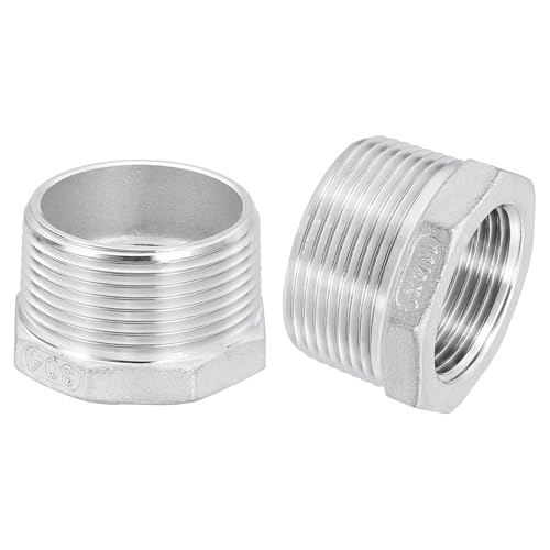 Image of uxcell 5Pcs 1-1 /4 inch Male to 1 inch Female NPT 304 Stainless Steel Reducer Hex Bushing, Reducing Cast Pipe Adapter Fitting for industrial, oil /gas, water, HVAC, and plumbing systems