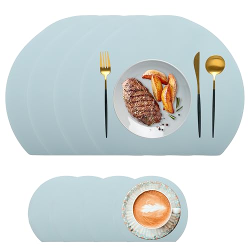 Sets de table 38x33cm bleu ciel parfaits pour repas de famille - 2