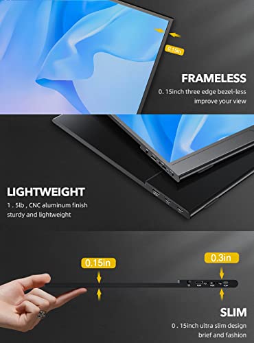 undefined UPERFECT True 4K Portable Monitor, 600 Nits Brightness 100% AdobeRGB, Unique Arch Metal Frame, 15.6'' UHD IPS 3840x2160 USB C Monitor, HDR FreeSync Dual Speakers Type-C HDMI OTG w/Smart Case の商品画像 5