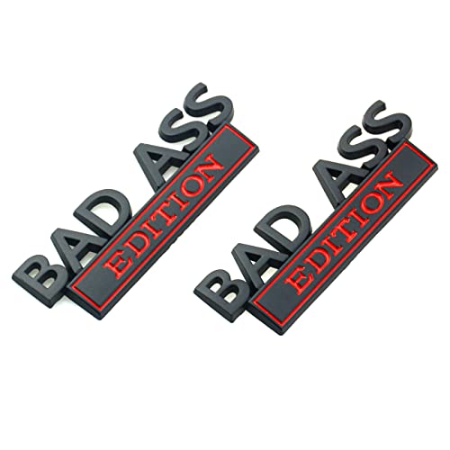 Image of 2X Universal Bad Ass Edition Emblem 3D Metal Badge Logo for Car /Truck /SUV /Pickup Side Door Fender Rear Liftgate (Black Red)
