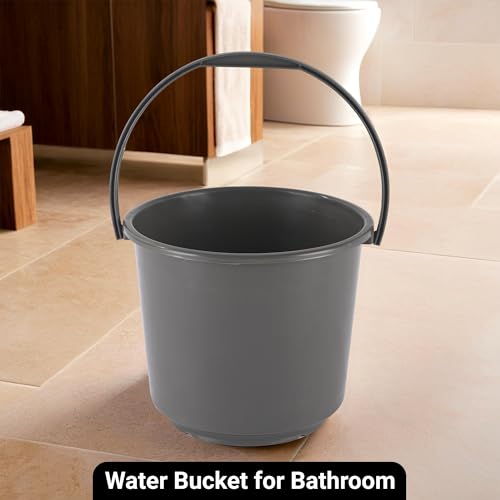 Image of Kuber Industries Pack of 2 Multi-Purpose 5 Litre Small Bucket for Mopping | Washing Balti for Bathroom & Toilet | Water Storage Container - Essential for Household Chores | Grey & Brown