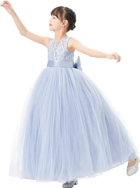 Tulle Flower Girl Dress Lace Flower Girl Dresses for Wedding Pageant Dresses Party Ball Gown with Bow2