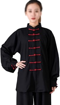 Women Cotton Linen Tai Chi Uniforms, Kung Fu Clothing Morning Exercise Uniform Black-XS
