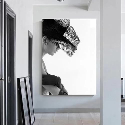 Photo de mode noir et blanc affiche murale rétro pour décoration d'intérieur en toile