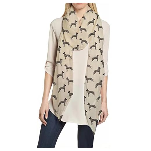 Lina & Lily cachecol lenço feminino com estampa de cachorro - Dogue alemão (Bege)