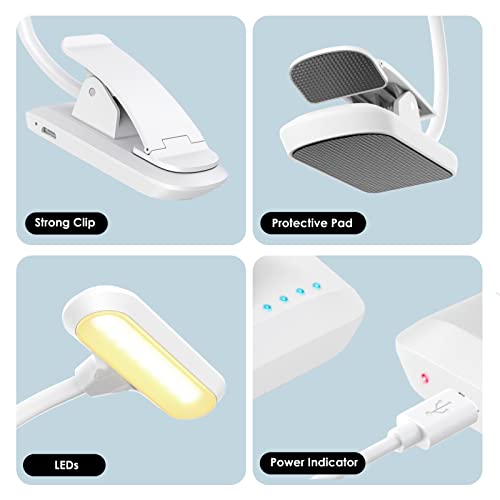 Axx Rechargeable Clip On Book Light, Kids Reading Light For Bed, Book Light For Reading In Bed At Night - Horizontal Soft Led, Usb Battery Operated, Small, Cute, Lightweight Clip Lights For Reader #TOP5