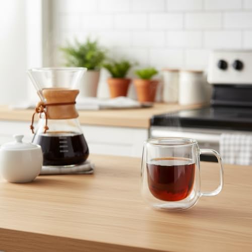 Deconox 2'li Çift Cidarlı Cam Fincan Seti - 100 ml Isıya Dayanıklı Espresso ve Türk Kahvesi Bardağı - El Yakmayan Modern Sunum (2 Adet) - Görsel 6