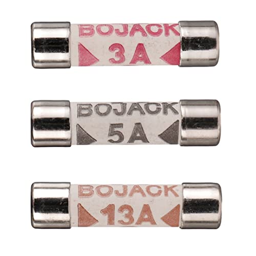 BOJACK 3 Values 42 pcs 3 5 13 A amp 240 V Volt Household Mains Plug Fuse 6.3x25 mm 0.25x1Inch BS1362 Ceramic Tube Cartridge Fuses Assortment Kit packag in a Clear Plastic Box - Image 3