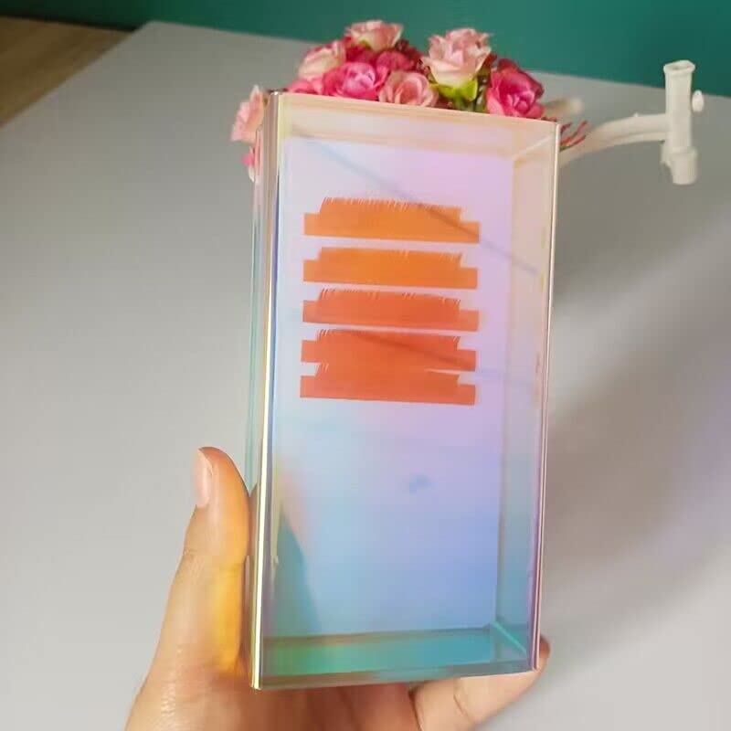 zalati Fake Lashes Storage Box Acrylic Eyelash Extension Holder Case for Makeup Display Grafting Container with Lid - Colorful - Image 3