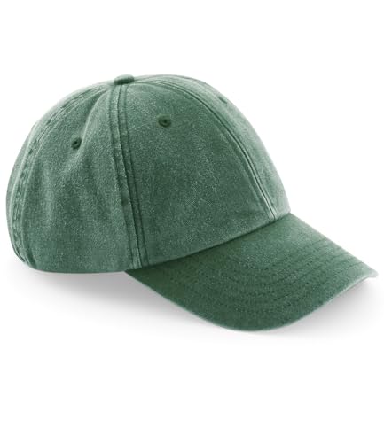 Vintage Baseball Cap, Low Profile Washed Cotton Hat with Pre-Curved Brim, Unstructured Adjustable Fit, Urban On-Trend Style Bottle Green