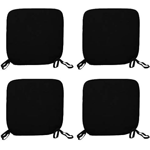 ZZZMRH 4 Chairpads Elegant Removable Chair Pads Seat Pads for Home Dining Room Kitchen Office Garden Patio 38X38Cm Black Chairpads Seatpads With ties Cover