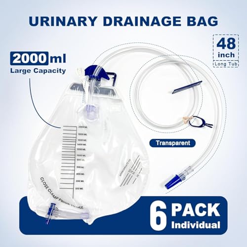 Bolsas de orina de 2000ml para cama con tubo largo de 48 pulgadas y válvula antiretorno 2