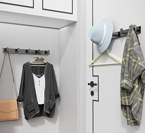 YUET 4 Matte Black Door Hook Coat Bathroom Towel Hooks Wall Mounted Screw in Fixed Door or Robe Hook- Heavy Duty for Wall Hanger - Stainless Steel Holder in Bedroom or Kitchen for Clothes, Hats