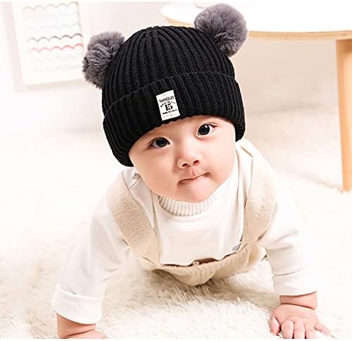 XYIYI Baby Kids Winter Warm Knit Hat Infant Toddler Crochet Fur Pom Beanie Cap for 6-24Months Boys Girls