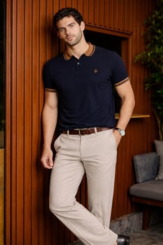 Image of Mens Pique Polo T-Shirt | Cotton Rich, Smart Fit Polo with Embroidered Logo | Casual & Sports Wear | Polo T-Shirt for Men