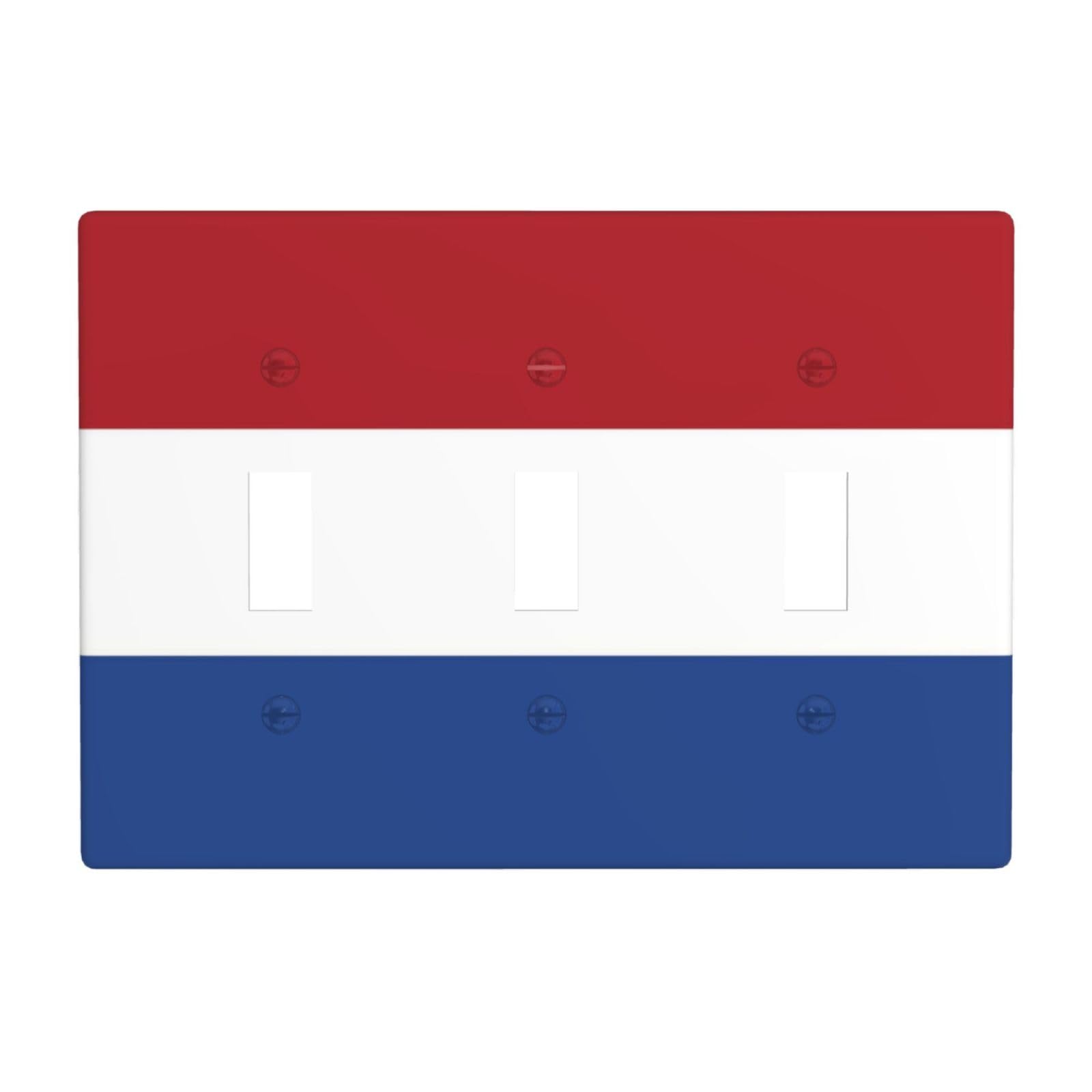 Flag of the Netherlands 3 Gang Switch Plate Cover-Unbreakable Polycarbonate Wall Plate, Heat Resistant Toggle Switch Decor for Home