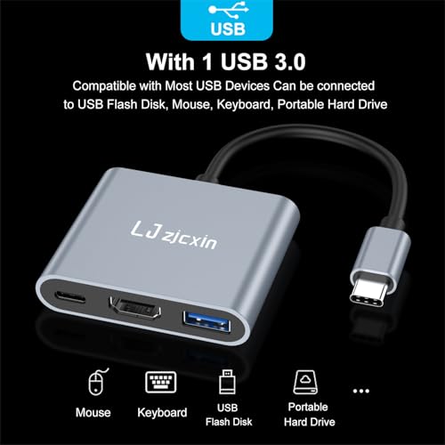 USB C to HDMI Adapter, Type C to 4K HDMI Adapter with 100W PD & USB 3.0 Port Multiport Digital AV Converter for MacBook Pro/air, iPad Pro/air, iPhone 15, Tablets, Switch and More USB-C Devices