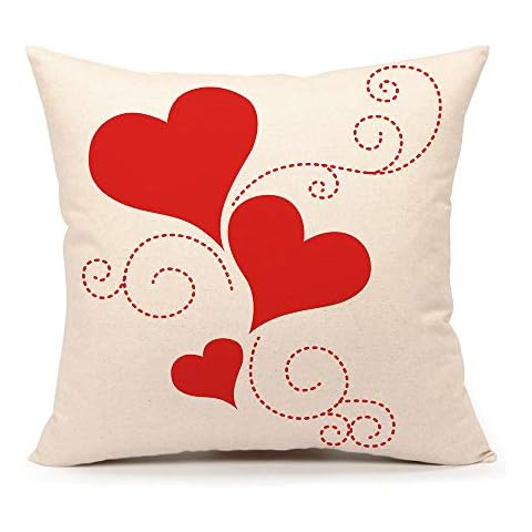 4TH Emotion Rojo Amor corazón Manta Funda de Almohada Funda de cojín 18 x 45,72 cm algodón Lino decoración para el hogar Cover