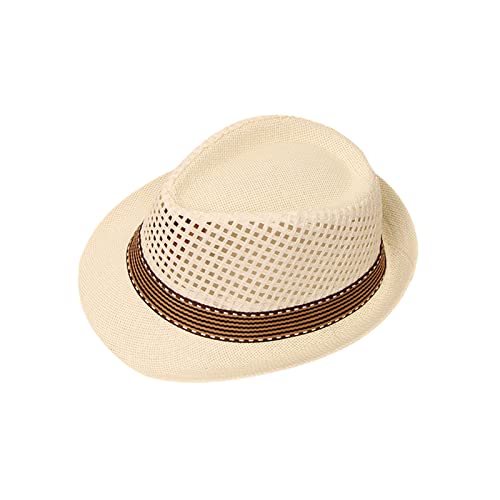 Kids Boys Girls Straw Fedora Panama Hat Toddler Roll Up Short Brim Summer Sun Beach Cap Western Trilby Derby Jazz Hat2
