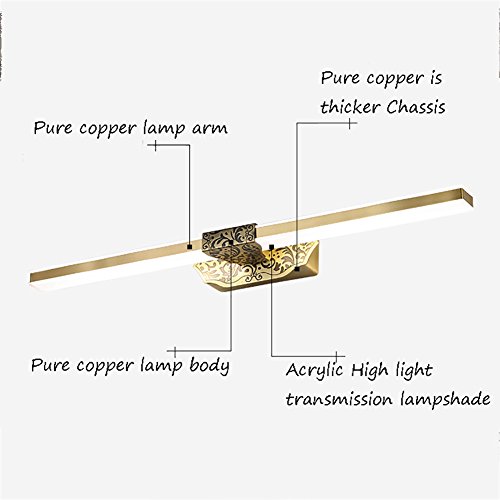Lampe de miroir de bain LED bronze avec miroir front light retro salle de bains - 3
